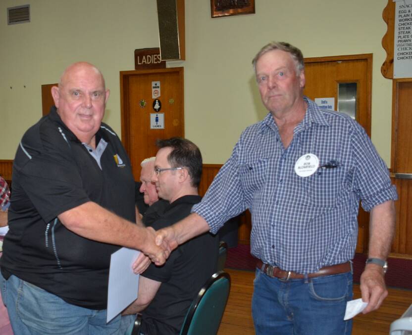 WORDS ARE NOT ENOUGH: Seven Hills-Toongabbie RSL president Barry Wilson accepts a certificate of appreciation from Rotarian and grazier Rob Blomfield on Tuesday night